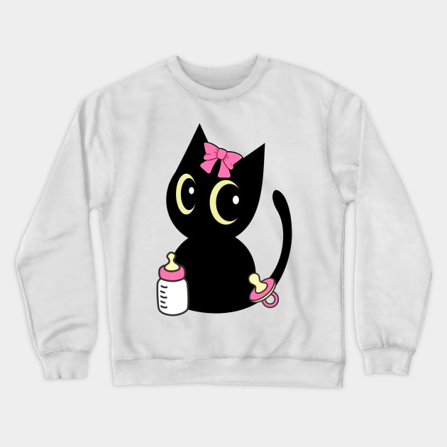 Cute black cat is a baby - girl Crewneck Sweatshirt by Pet Station